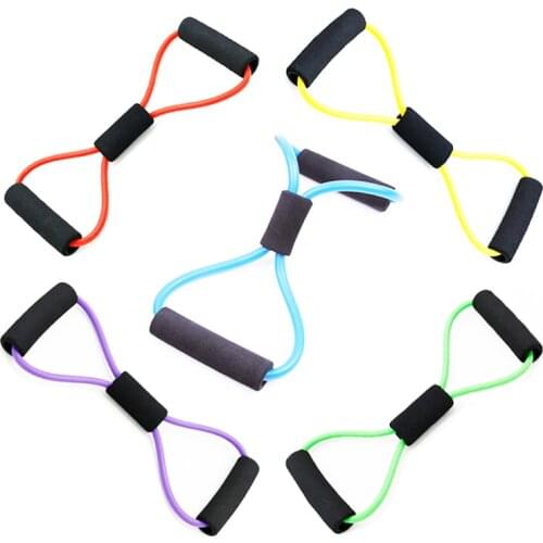 High Quality Fitness Strong 8 Shape Latex Resistance Bands Workout Portable Elastic Exercise Tube With Handle