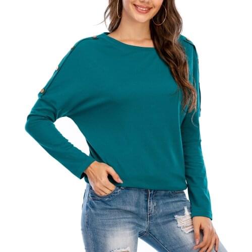 2020 European And American Womens Fall/Winter Button Top Casual Long-Sleeved Comfortable Pullover