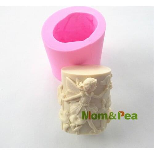 Mom&Pea 0427 Free Shipping Girl & Lotus Silicone Soap Mold Cake Decoration Fondant Cake 3D Mold Food Grade Silicone Mould