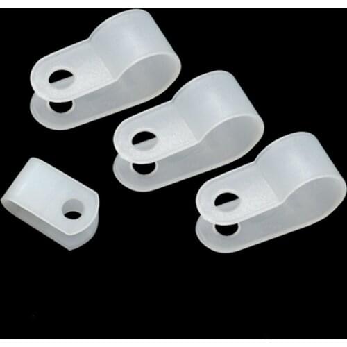 100pcs 6.4mm white wire clip insulation card R type wire clip fixed plastic clip wiring fixed Cable clips
