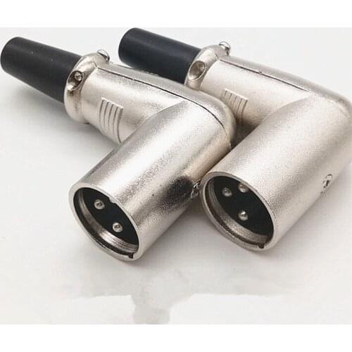 2Pcs 3Pin high quality XLR Adapter 90 Degree L Type 3-pole XLR Female Male right-Angle Microphone Connector MIC Adapter welding