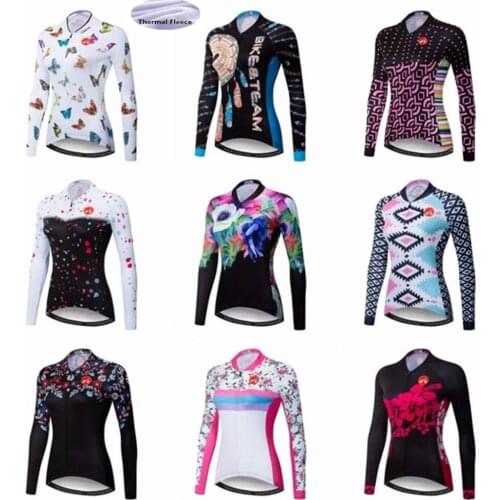 2020 Cycling jersey Winter Thermal Fleece Women Bike jersey Long sleeve MTB Top Maillot Ciclismo Road Mountain shirts racing red