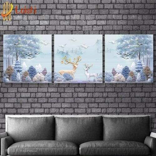 3pcs Diamond Painting Elk Nordic decorative painting Cross Stitch Diamond Embroidery animal Picture Of Rhinestones Home Decor