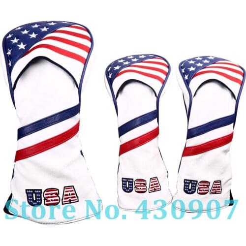 3pcs/set USA Stars and Stripes Golf Wood Head Cover for Driver Fairway Wood Club