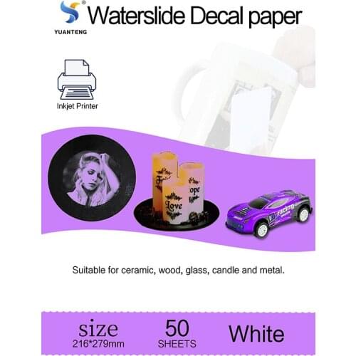50 Sheets White Waterslide Decal Transfer Format for Inkjet Printer Printable Water Slide Transfer Printing Paper Foil Sheet DIY