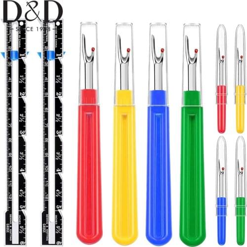 8Pcs Sewing Seam Ripper and 2Pcs Gauge Sewing Measuring Tool Stitch Ripper Metal Gauge Fabric Quilting Ruler Sewing Tool
