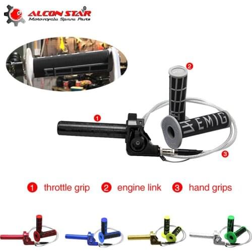 Alconstar Motorcycle Throttle Grips Settle Twist Throttle Clamp Grips + Throttle Cable + EMIG Grips Fit Most 22mm Handle Bar