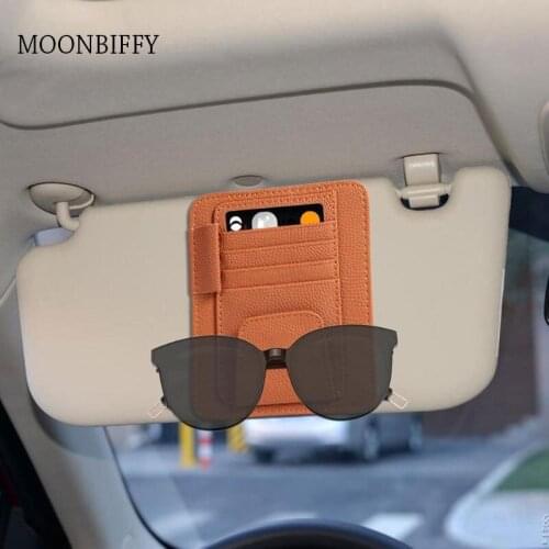 Auto Car Interior Sun Visor Card Case Holder Organizer Clipper Hold Pen Papers Ticket Bag Hanger Car-Styling Stowing Tidying