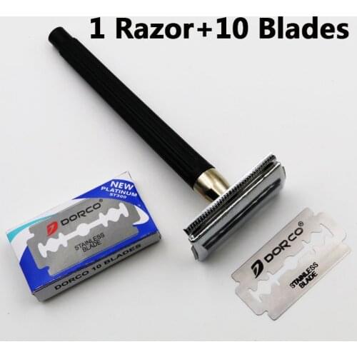 Safety Razor Excellent quality Chrome Alloy Edge Razors Shaving Knife Hair Removal Tools With 10pcs Blades SNK-502 black handle