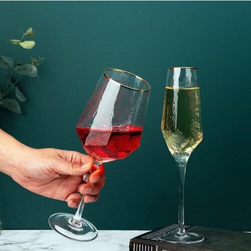 Noble art 280-500mll Nordic Retro Hammer Golden Mouth Goblet Creative Japan Champagne Diamond Whiskey Cup Bar Family Tumbler