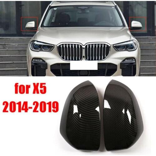 Carbon Fiber Door Side Rear View Mirror Cover Caps Decor Mirror Casing for BM-W X5 2014 -2019