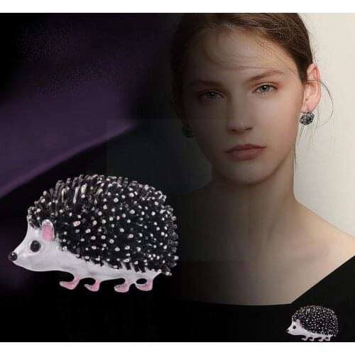 1pc Black Enamel Hedgehog Brooches For Women Lady Brooch Animal Pin Little Jewelry Gift Cute Lovely Fashion Animal Pins Clo W9N6