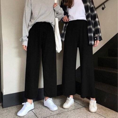 Wide Leg Pants Women High Waist Trousers Loose Casual Elegant Womens Korean Style Chic School Daily Girls