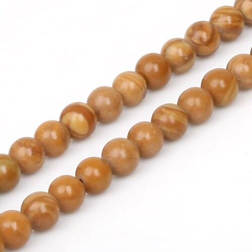 Hot Fashion 6/10mm Nature Sediment Wood Texture Loose Spacer Stone Beads For DIY Necklaces&Bracelets Jewelry Making