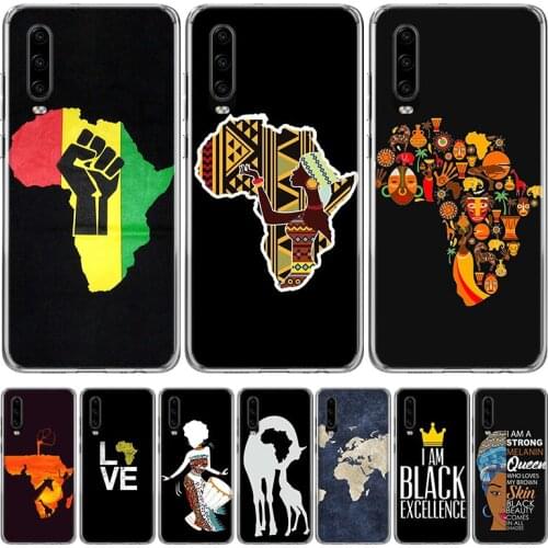 Africa Map Geography Painted Phone Case for Huawei P40 P30 P20 Mate 30 20 10 Pro P10 Lite P Smart Z + 2019 Gift Coque Cover Capa