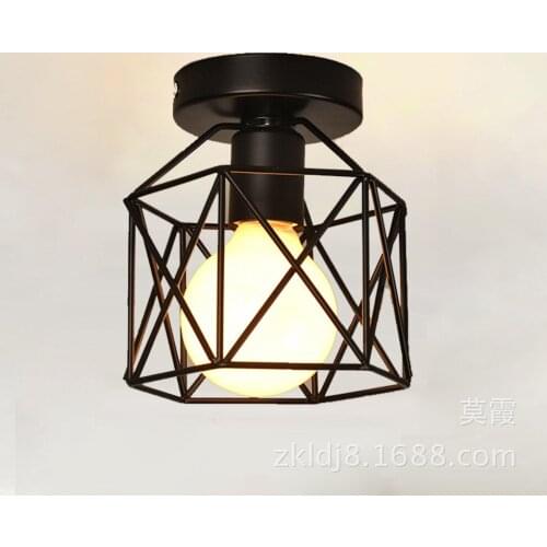 Black vintage industrial pendant light nordic retro lights iron lampshade loft edison lamp metal cage dining room Countryside