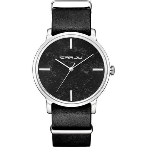 CRRJU 2139 New Unisex Watch Couple Watch Imitation Wood Grain Watch Wood Watch Leathe Belt Thin Watch