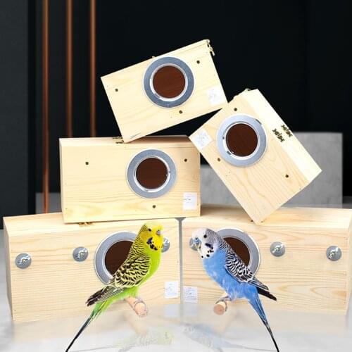 Parrot Parakeet Wooden Bird Breeding Box Eco-friendly Protect Eggs Incubator Warm Bird Nest For All Mini Birds Cage Accessories