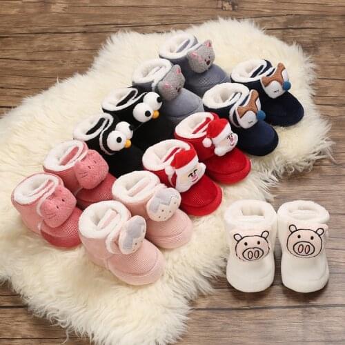 Baby First Walkers Baby Toddler Winter Warm Soft Fur Boots Girl Boy Snow Booties Crib Warm Christmas Baby Shoes