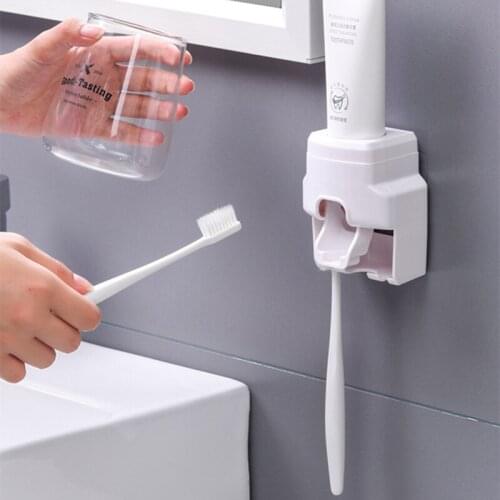 Home Toothpaste Dispenser Squeezer Exprimidor Pasta Denta Toothbrush Holder Wall Mounted Bathroom Products Accessories
