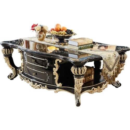 European villa solid wood long coffee table marble coffee table living room furniture 739