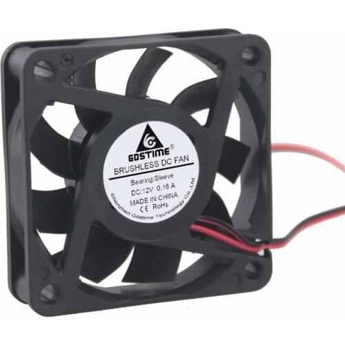 Gdstime 20 Pcs High Speed DC 12V Brushless Cooling Fan 60mm x 15mm 6cm 0.16A 2 Wires Computer Case PC Cooler 60x60x10mm 6015