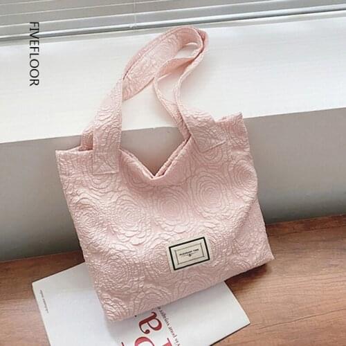 Printed Canvas Shoulder Bags Women 2021 New Fashion Handbags Large Capacity Flowers Totes Bags High Quality Elegant Bags