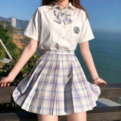 JK School Uniforms 2021 Summer High Waist Skirts Korean Style Pleated Skirts For Girls Cute Sweet Ladies Plaid Mini Skirt Suits
