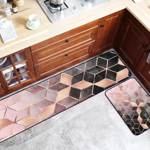 3D Pink Black Gradient Cube Lattice Printing Carpet Area Rug For Kitchen Non-slip Door Mat Bedroom Bedside Bed Side vloerkleed