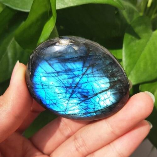 Crystal palm stoneNatural labradorite Worry Stone labradorita Quartz gemstone Anxiety Stress Relieve Reiki Healing 40-200g