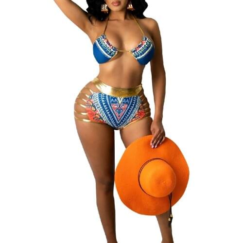 Summer Fashion Sexy Bikini Set Printed Womens Independent Swimsuit Sexy Beach Swimwear