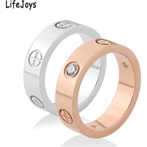 LifeJoys Gold Screw Rings Zircon Stainless Steel Luxury Brand Love Nail Wedding Ring Women Jewelry Phillips With Stone Hot Sale