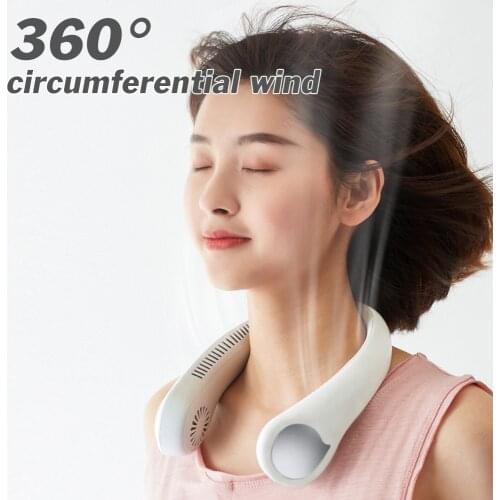 Mini USB Portable Fan Neck With Rechargeable Battery Ultra Quiet Wind Wearable Fan Handheld Air Cooler Conditioner For Office
