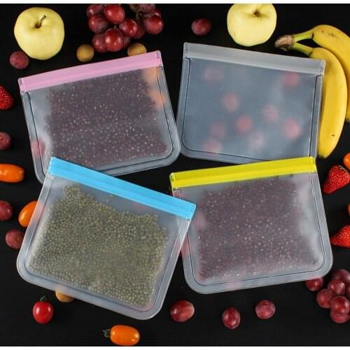 30pcs Reusable Freezer Bag 21.5x12cm PEVA Silicone Food Storage Bag Leakproof Zip Lock Bags Kitchen Organizer Fresh-keeping Bag