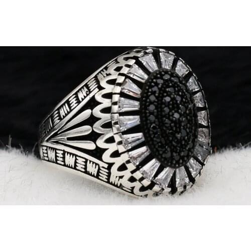 Silva 925 Sterling Silver Ring for Men Zircon Stone S925 silver fashion Jewelry Gift Mens Rings All sizes