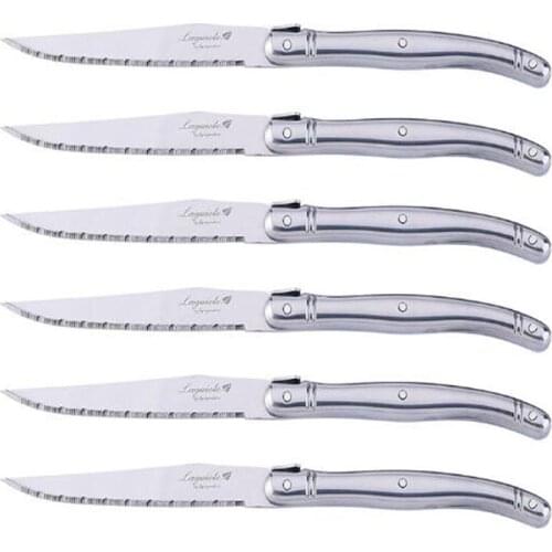 9" Laguiole Stainless Steel Steak Knife set Dinner Knives Silver Dinnerware Restaurant Western Cutlery Serrated Blade Tableware