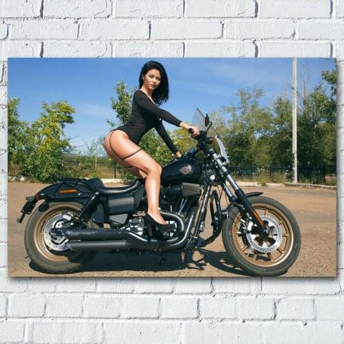 Wall Art Posters Sexy Girl High Heels Women Motorcycles Outdoors Photo Canvas Printed Artwork Painting for Living Room Decor
