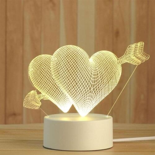 3D Sensor Night Light USB Cartoon Light Acrylic Atmosphere Lamp Changeable for Room Valentines Day, birthday, Christmas gift