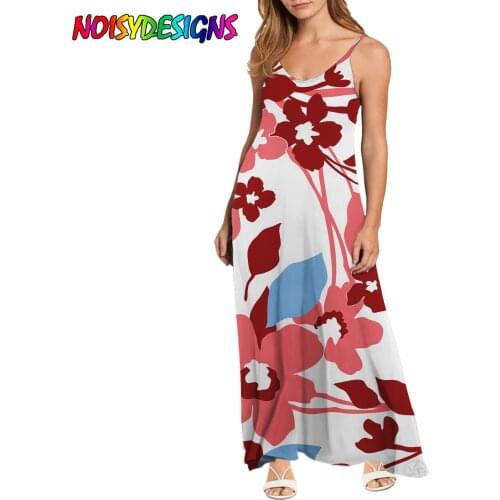 NOISYDESIGNS Summer Long Dress 2021 Robe Sleeveless Dresses Tropical Hibiscus Print Women Casual Sundress Maxi Dresses For Women