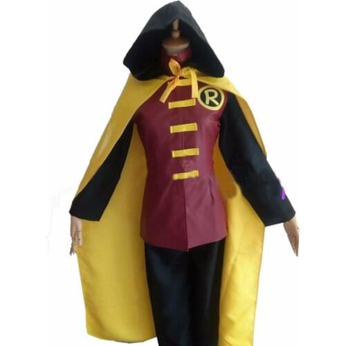 2018 New Original High Quality Young Justice Robin Cosplay Costume Outfit Customized Hallowmas Cloak