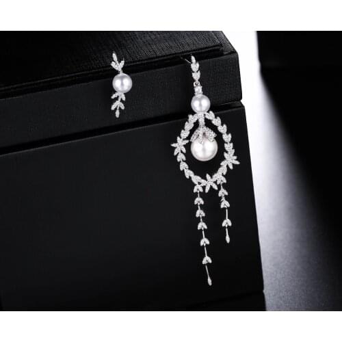 UMGODLY Brand New Arrival Luxury Earrings Cubic Zirconia Asymmetry Pearl Earring Elegant Women Wedding Party Jewelry Gift