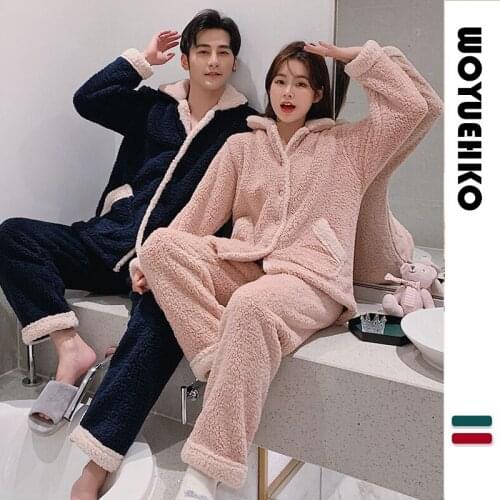 Autumn Winter Couple Pajamas for Women Casual Homewear Warm Can Be Worn outside Large Size Mens Suit Wholesale
