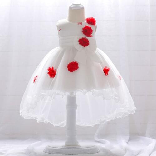 2021 Flower Baby Girl Dress First Birthday Dress For Girl Clothes Infant Baptism Princess Dresses Clothing Ceremony 3-24 Month
