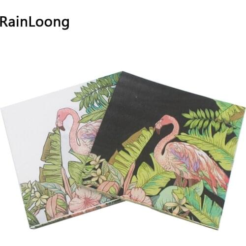 [RainLoong] Flamingo Bird Pineapple Theme Paper Napkin Festive & Party Tissue Napkins decoupage Decor 33*33cm 1 pack