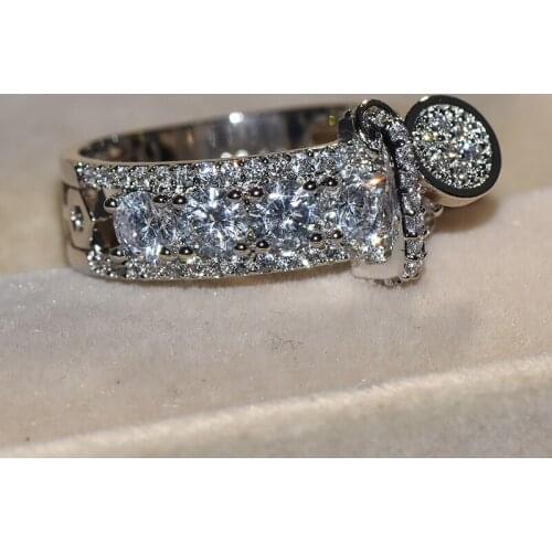 Luxury Female White CZ Ring Set Fashion 925 Silver Filled Jewelry Promise Engagement Rings For Women