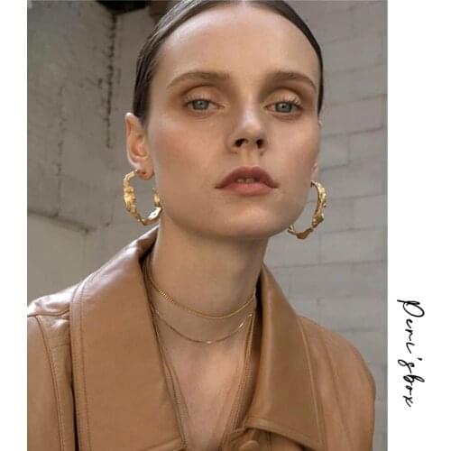 PerisBox Gold Color Abstract Irregular Hoop Earrings For Women Artsy Geometric Earrings Statement Personality Earring Wholesale
