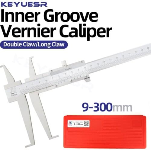 9-300mm Inside Groove Vernier Caliper Long Double Claw Stainless Steel Inner Vernier Calipers For Woodworking Measuring Tools
