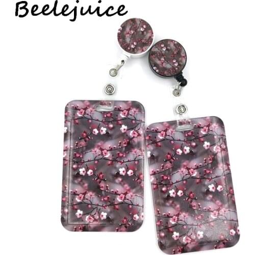 Plum blossom Tree Flowers Card Holder Women Men Business Lanyard Badge Card Case Women Card Cover Lanyard Name Card Holder Bags