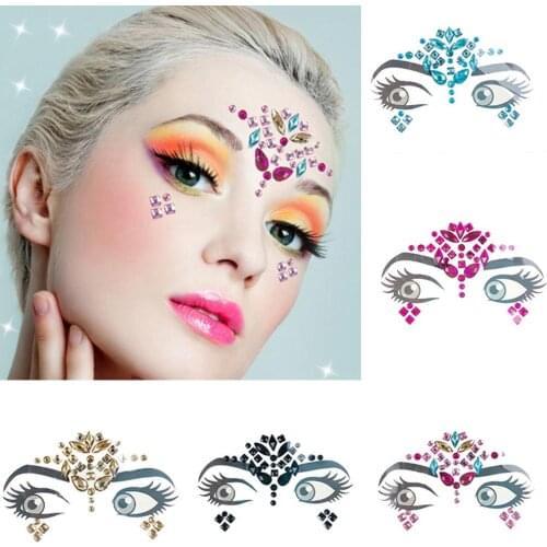Party Eye Tattoo Stickers Diy Eyebrow Face Body Art Adhesive Crystal Glitter Jewels Festival Makeup Shining Beauty Diamond Face