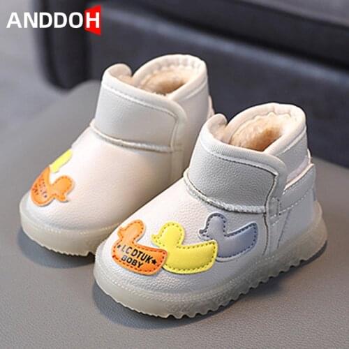 Size 21-30 Children Winter Warm Cotton Snow Boots for Girls Boys Kids Plus Thickened Fleece Boots Baby Anti-slip Toddler Shoes